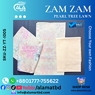 Zamzam Premium Quality Pearl Tree Lawn Collection – Elegant Three Piece Set