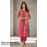 Zamzam Premium Plus Quality  Watermelon Red Tree Lawn Collection – Three Piece Set