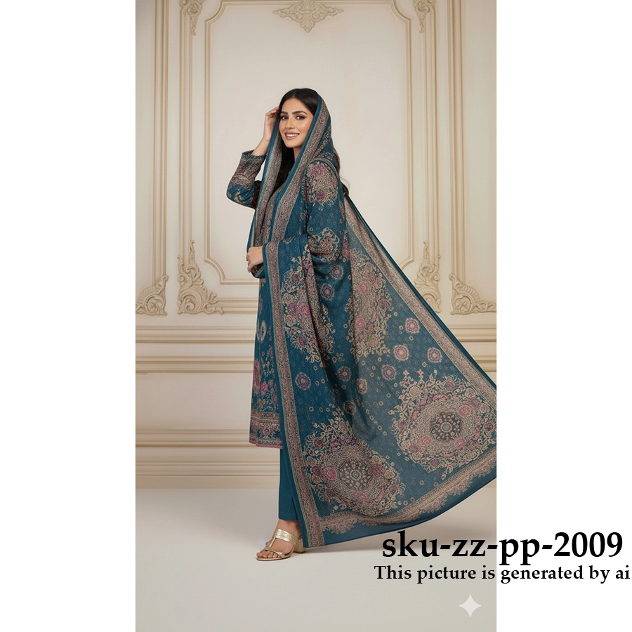 Zamzam Premium Plus Quality  Jelly Bean Blue Tree Lawn Collection – Three Piece Set