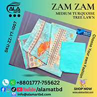 Zamzam Premium Quality Medium Turquoise Tree Lawn Collection – Elegant Three Piece Set
